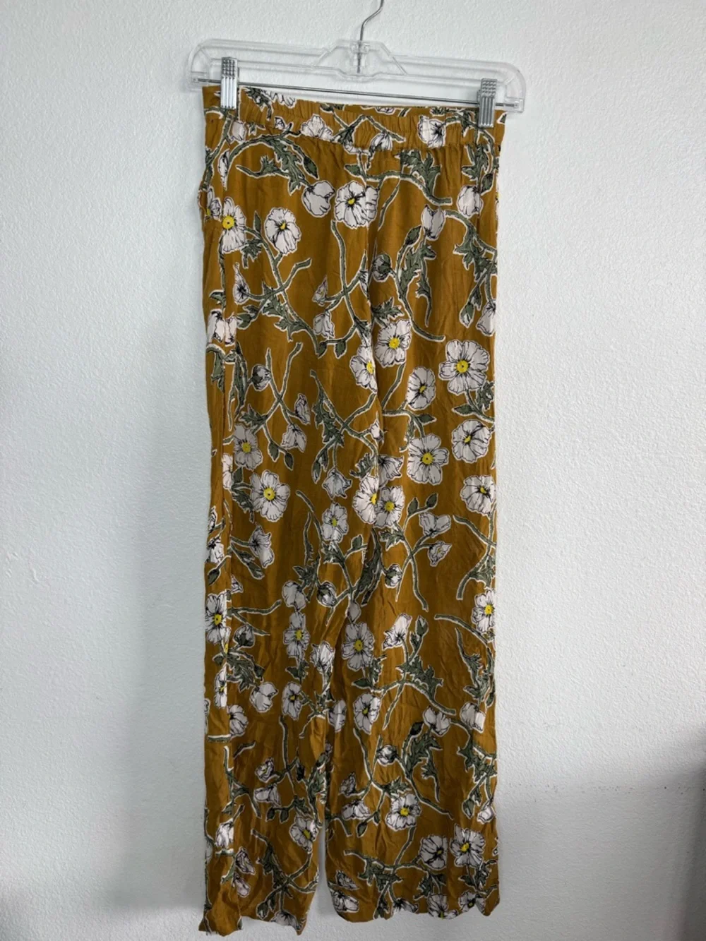 Alohiwai Floral Wide Leg Pants in Mustard Yellow - Picture 2 of 3